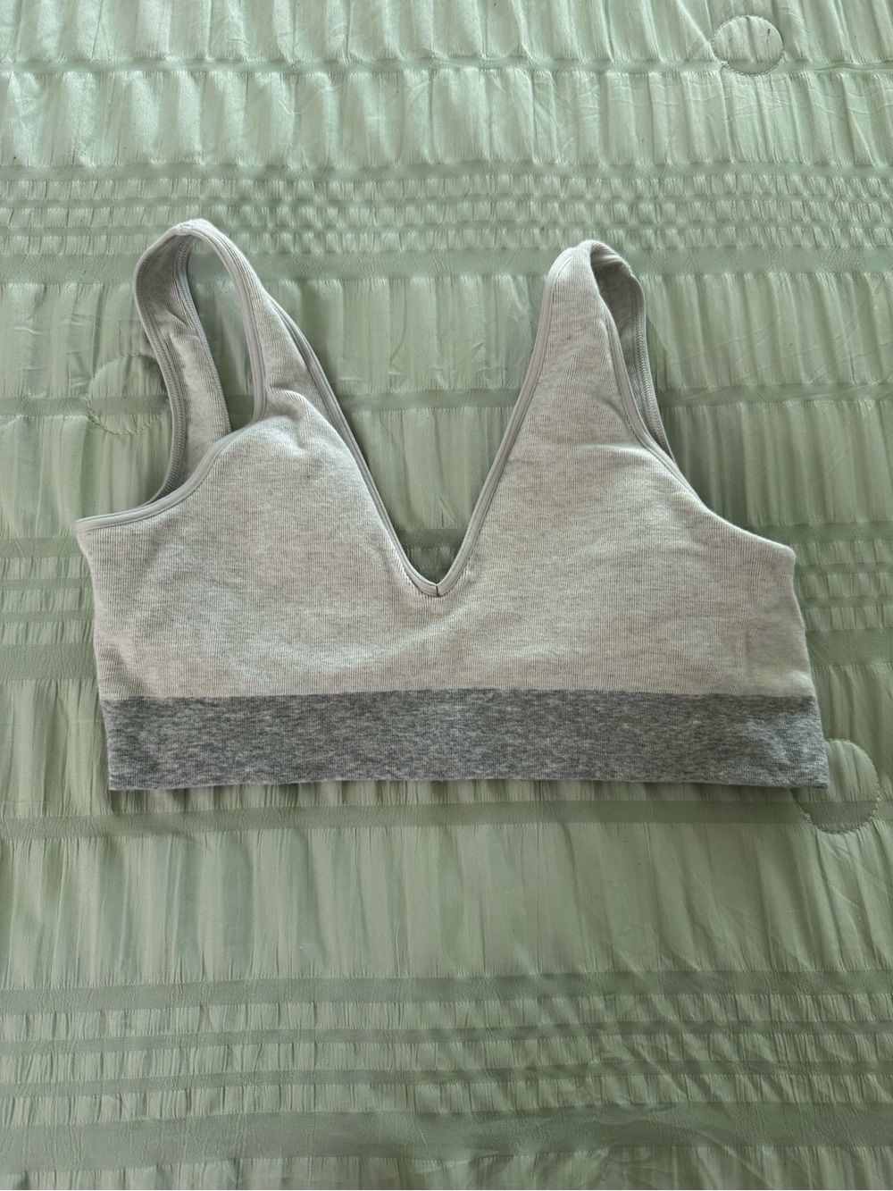 Aerie Light Gray V-Neck Bralette with Heather Gray Band